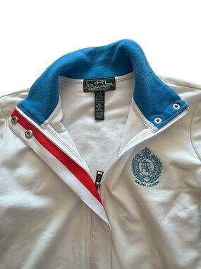 Ralph Lauren LRL Active Zip Up Jacket Blue White Crest Logo Track Jacket M